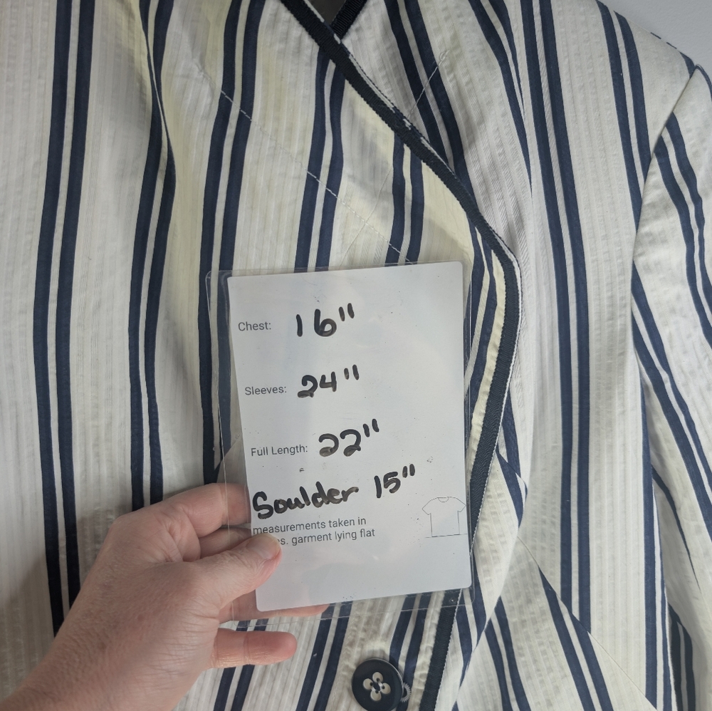 Doncaster Striped White and Navy Women's Jacket 10P - Picture 4 of 10